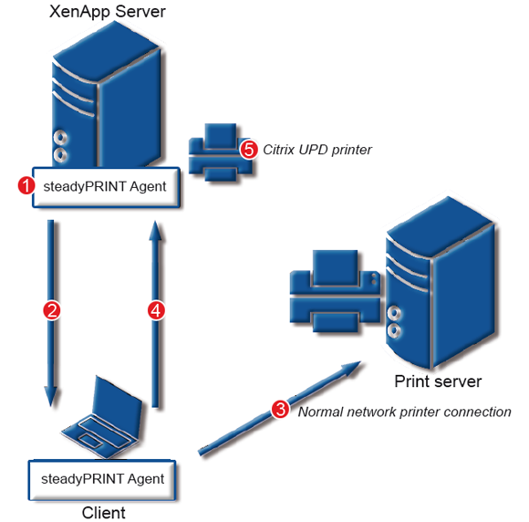 Connect Citrix UPD‐printer via steadyPRINT Agent steadyPRINT das